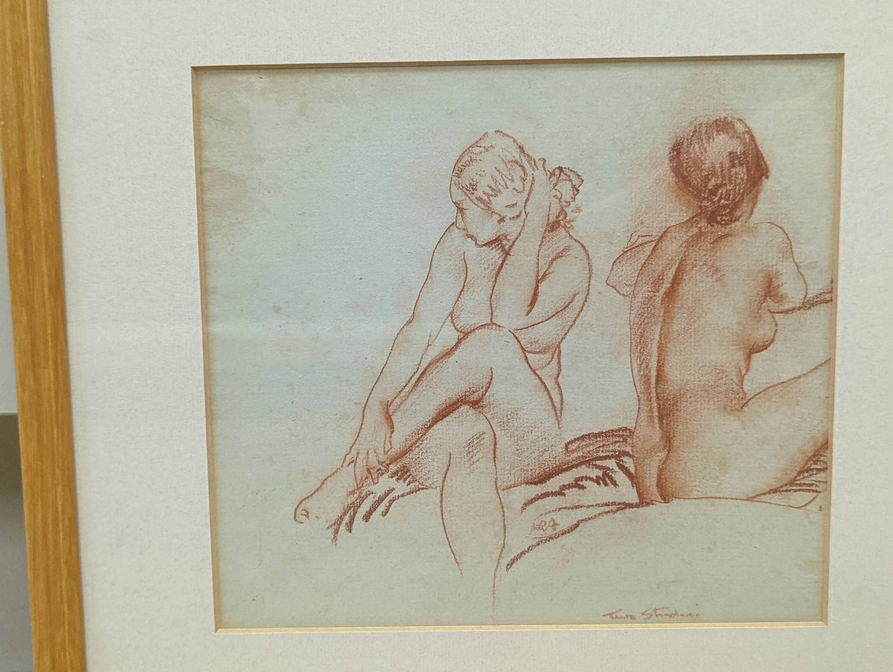 Sir William Russell Flint (1880-1969), Three studies of models, one inscribed 'Two Studies', conte crayon, largest 19 x 21cm